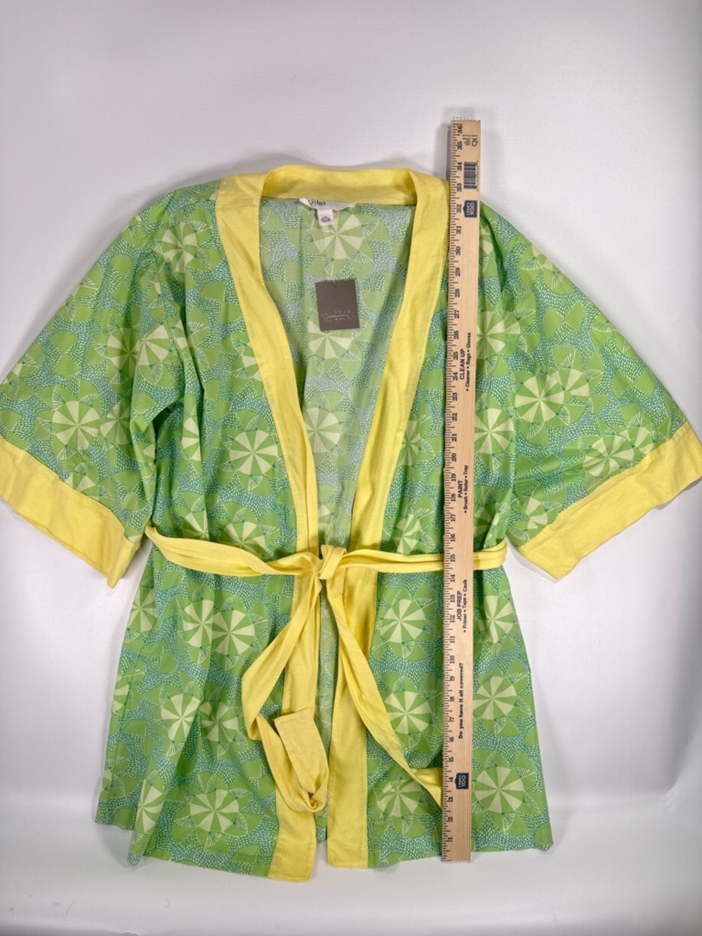 Anthropologie Lilka Womens Boho Floral Wrap Robe Green S/M - Picture 11 of 13